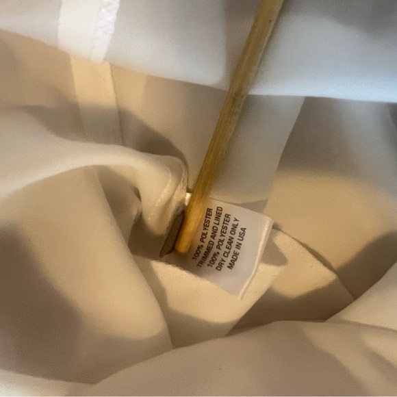 LELA ROSE Organza Striped Boat Neck Full Skirt Dress Pockets Size 14 White READ - Picture 12 of 15